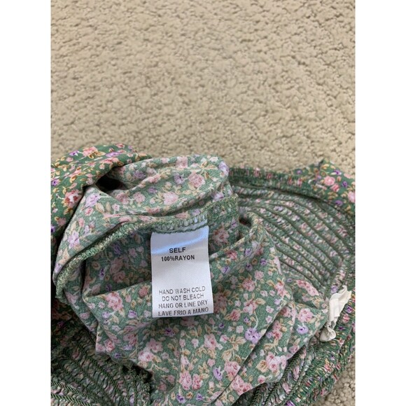 Easel Jumpsuit Womens Green Floral Wide Leg Sleeveless Boho Ruffle Overall L - Picture 5 of 10